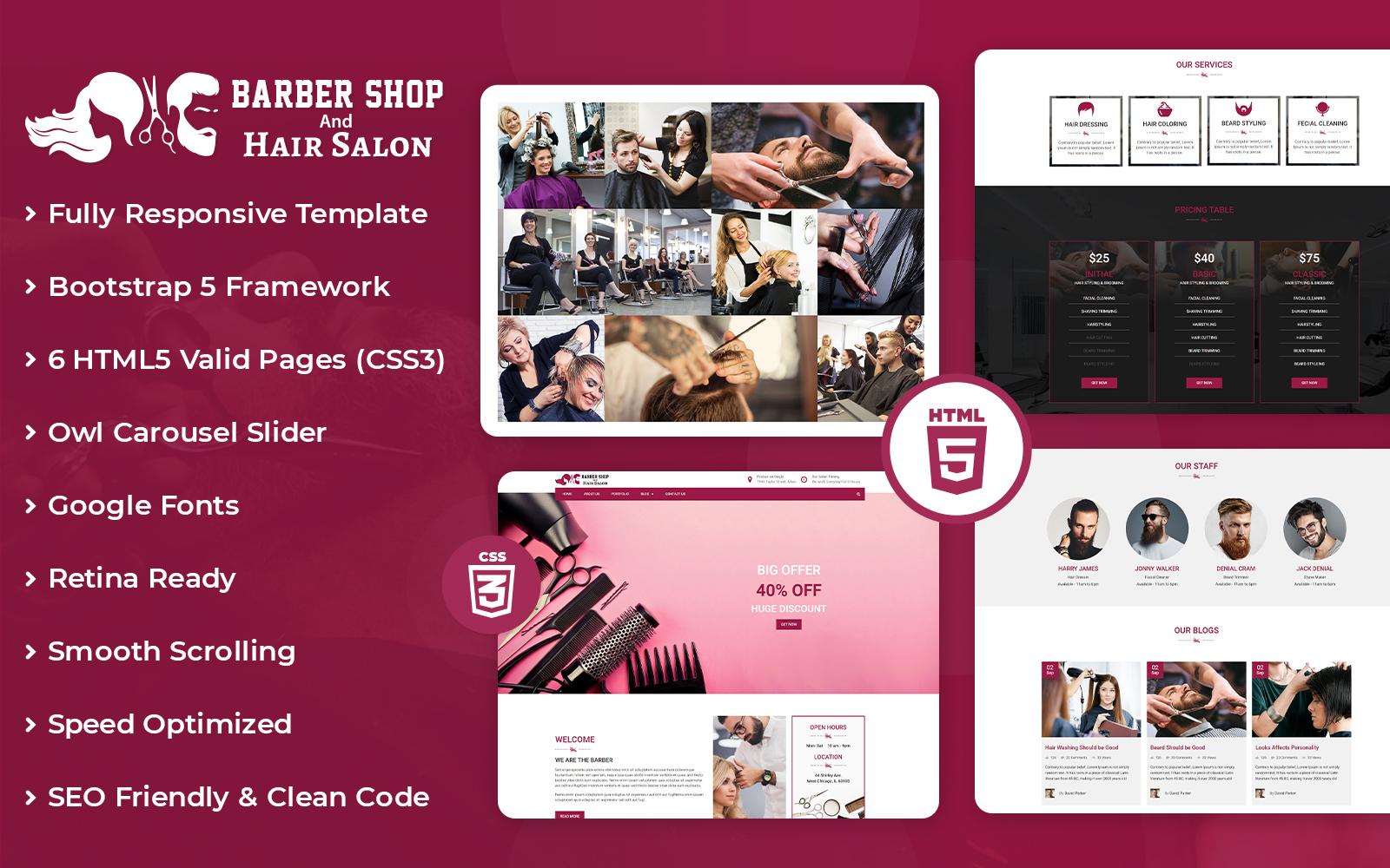Barbershop and Hair Salon-Html-Template Website Template
