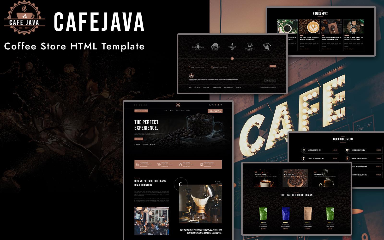 CafeJava - Coffee Store HTML Template Website Template