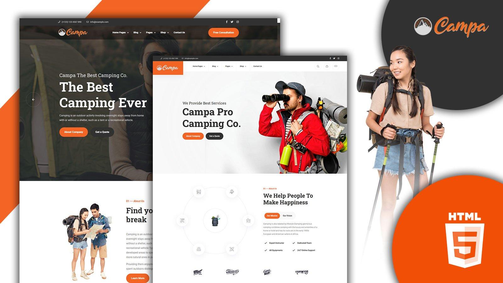 Campa Camping & Adventure HTML5 Website template Website Template