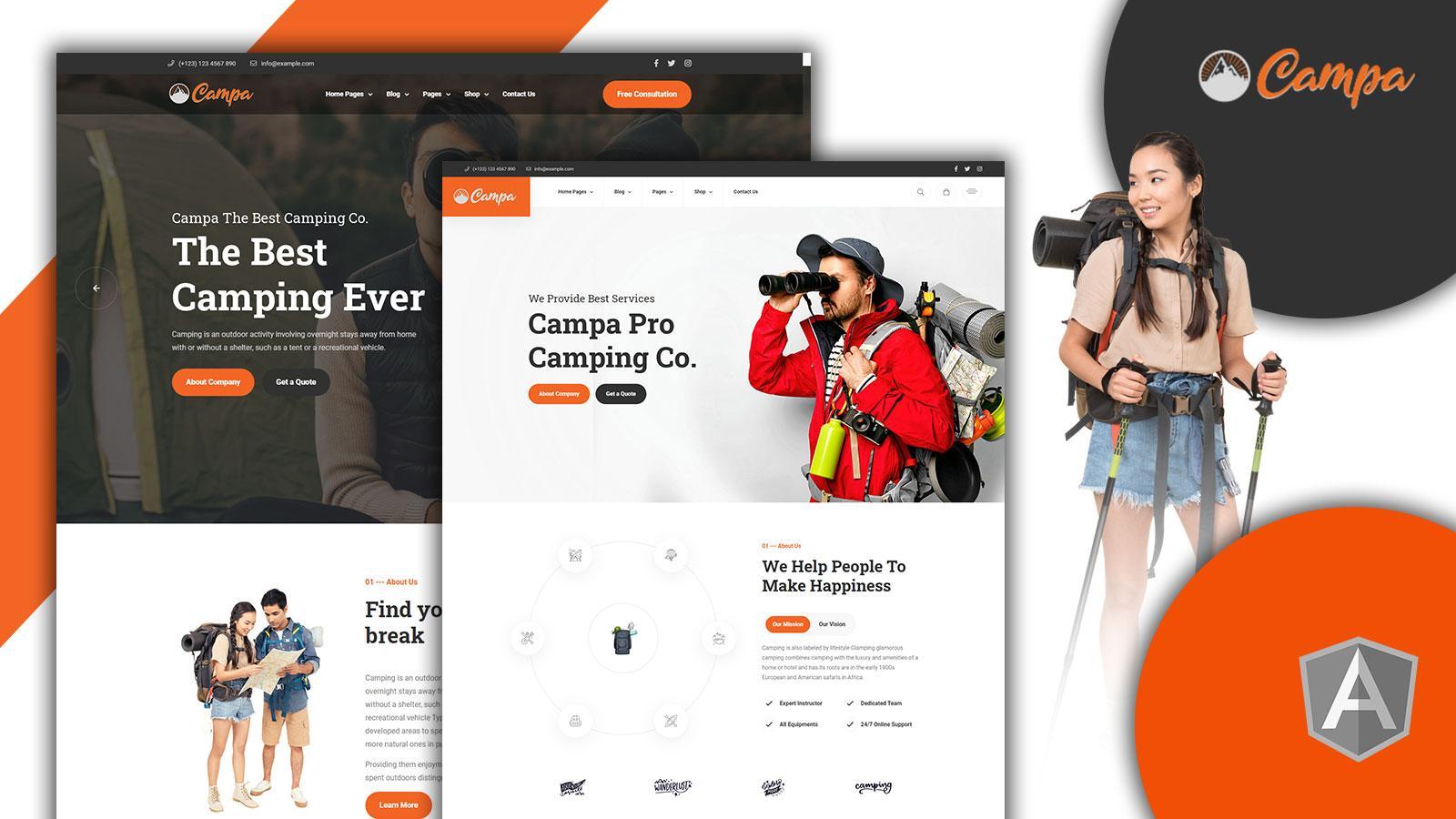 Campa Hiking Campground And Camping Angular JS Template Website Template