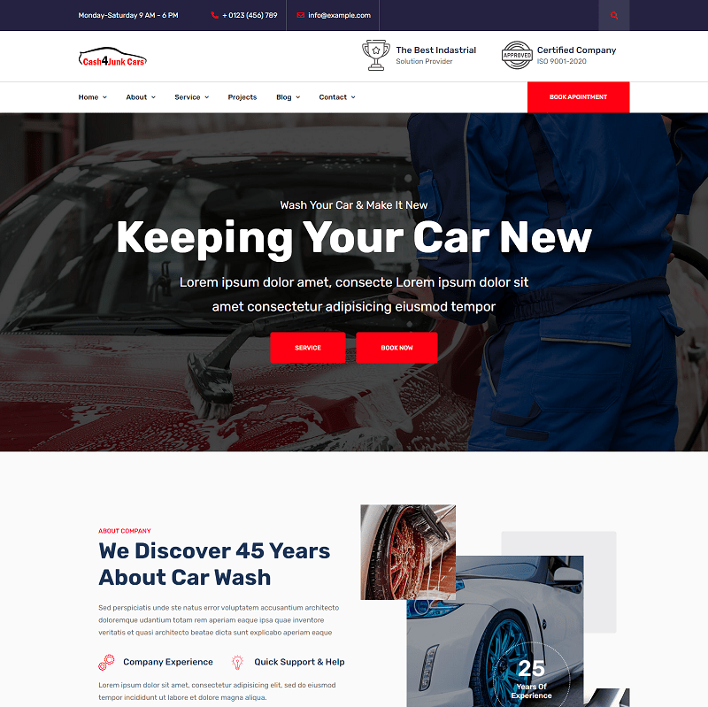 Cash4Junk – Car Wash HTML Template Website Template