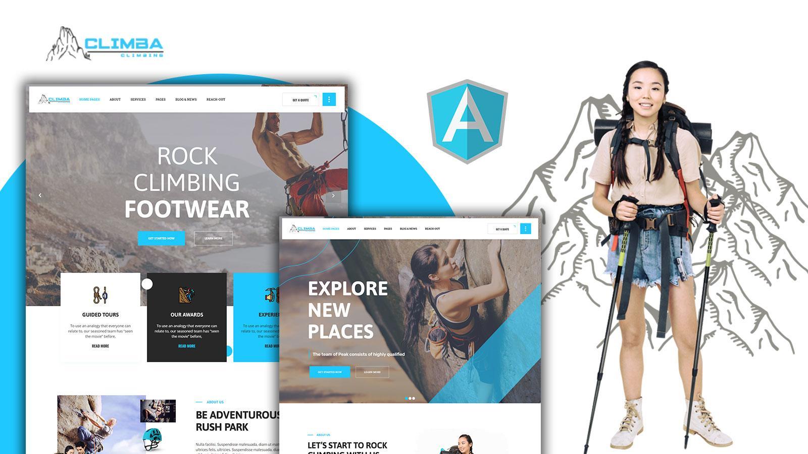 Climba Outdoor Mountain Hiking Angular Js Template Pages Website Template