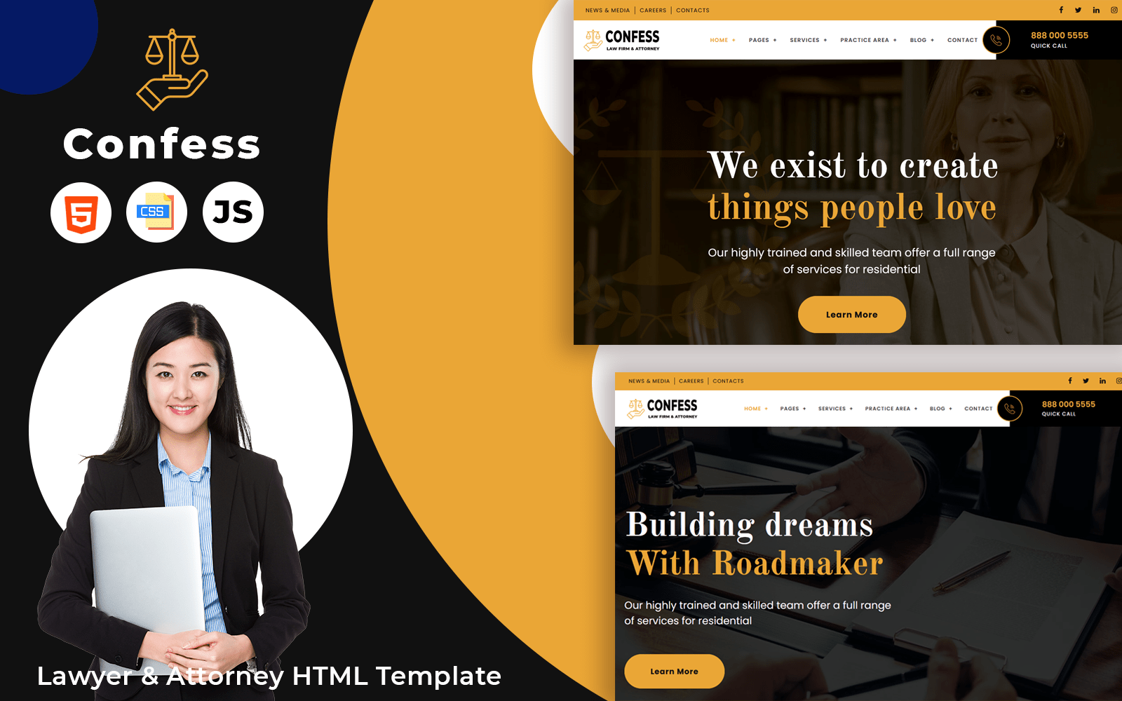Confess - Lawyer Attorney and Law Firm Website Website Template