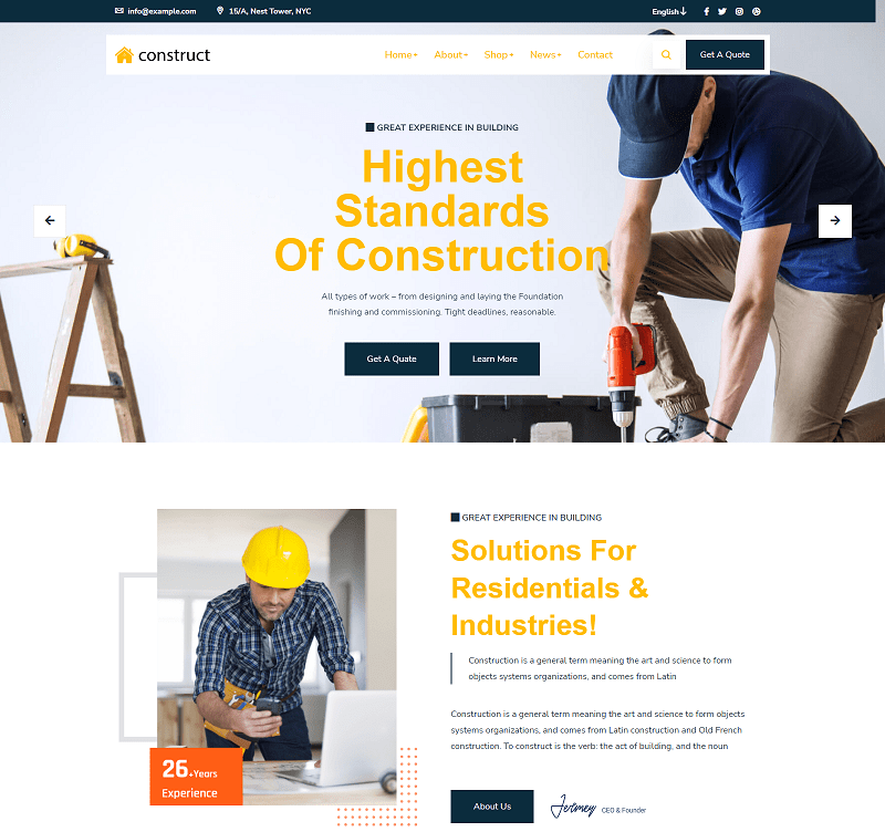Construct Construction HTML Template Website Template