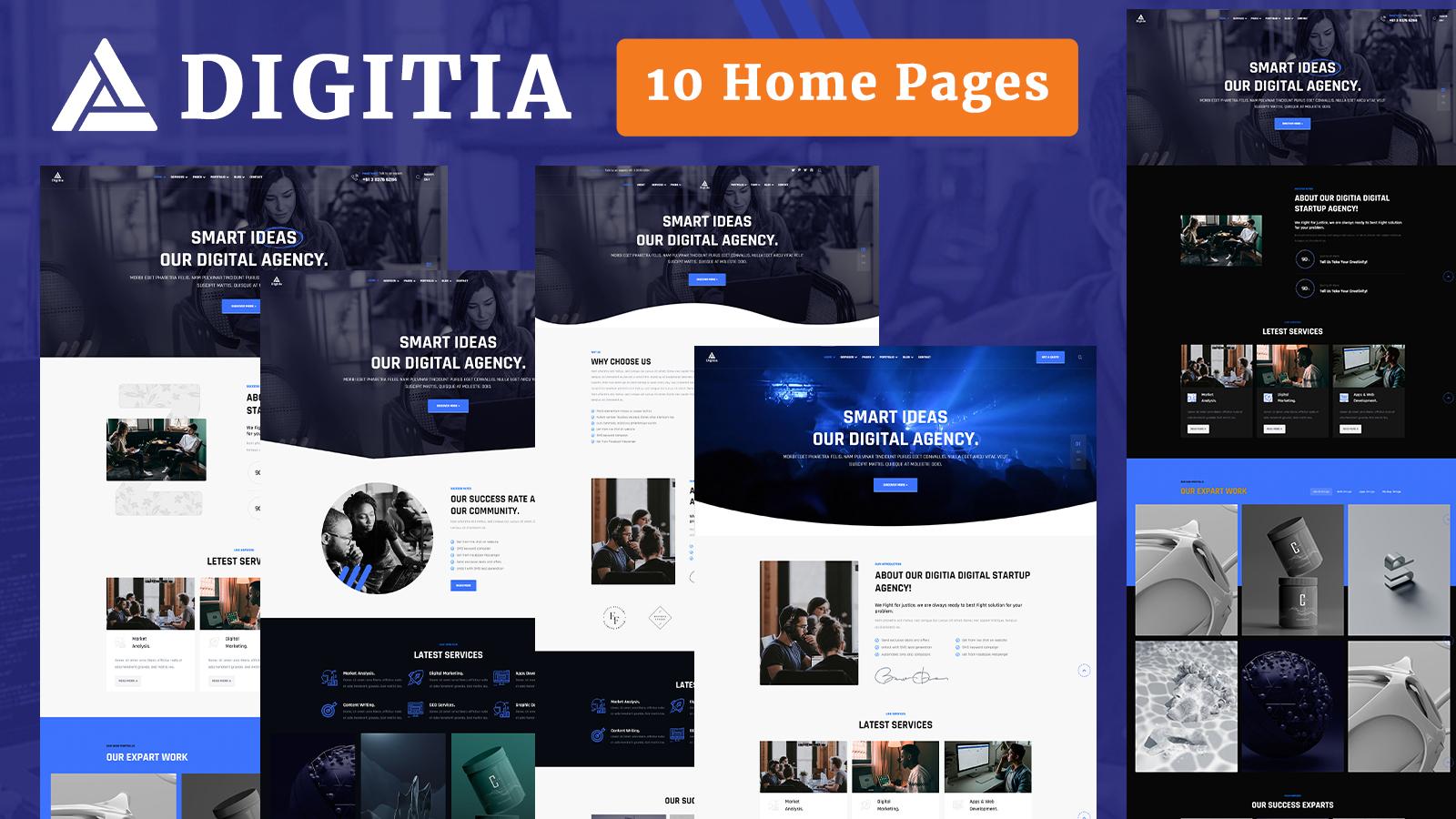 Digitia Multipurpose Digital Agency HTML5 Template Website Template