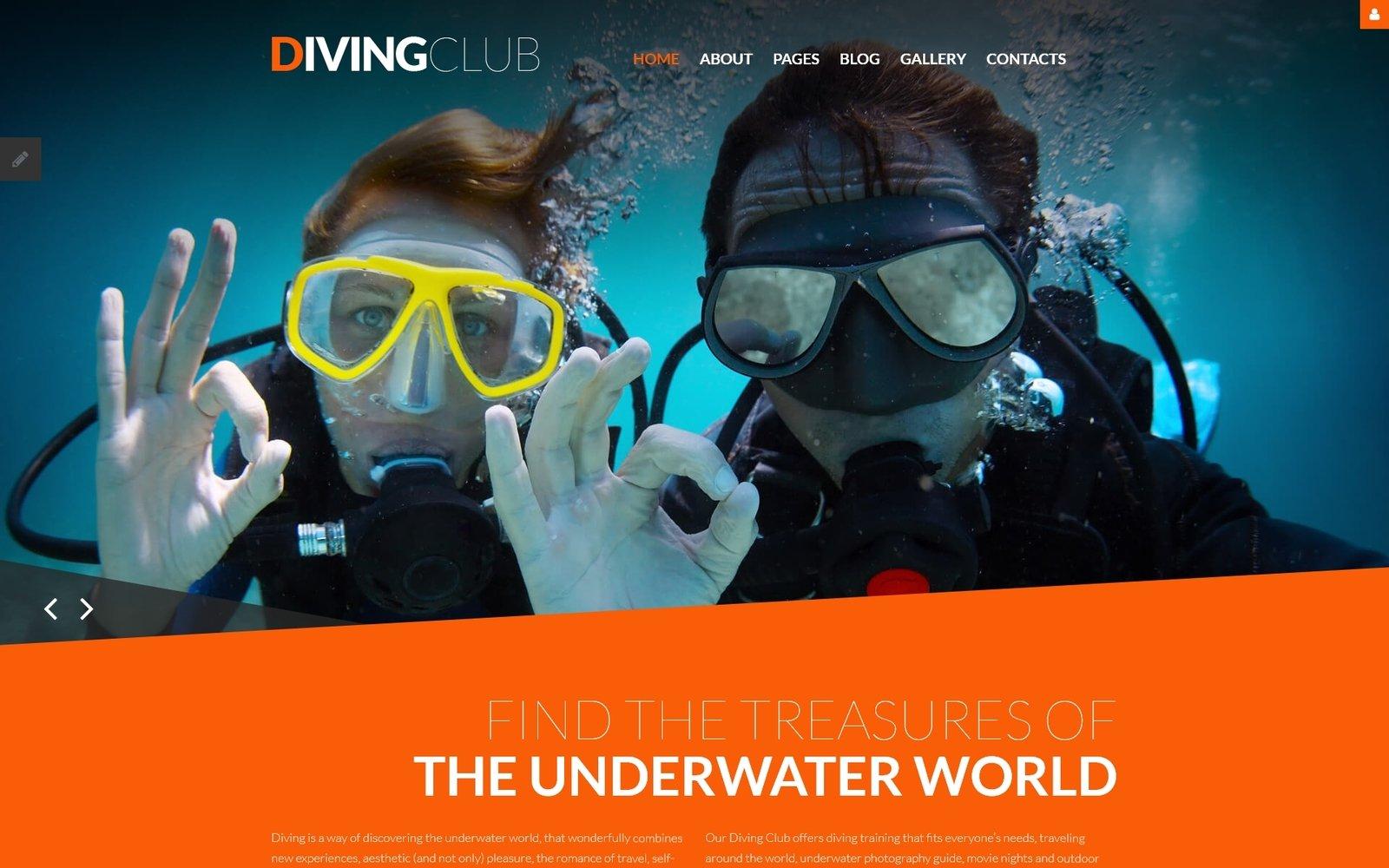 Шаблон Joomla Diving Club - Sports & Outdoors & Diving Responsive Joomla Template