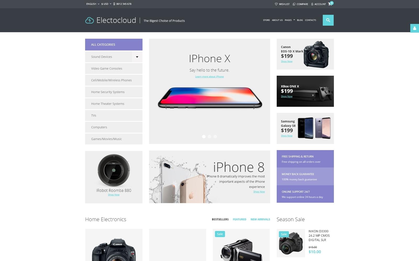 Шаблон Joomla Electrocloud - Mobile Store Joomla Template