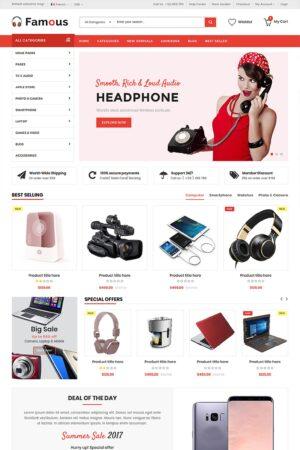 Famous - Electronics Store HTML5 Website template Website Template