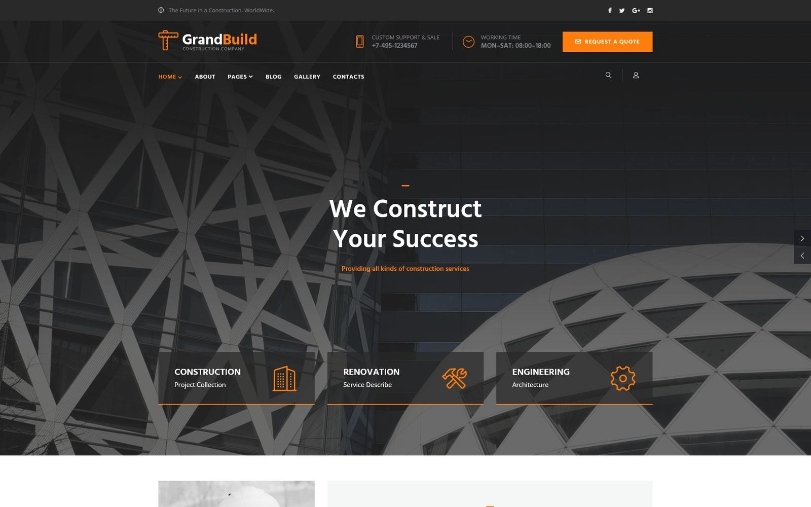 Шаблон Joomla GrandBuild - Construction Company Flat Professional Joomla Template