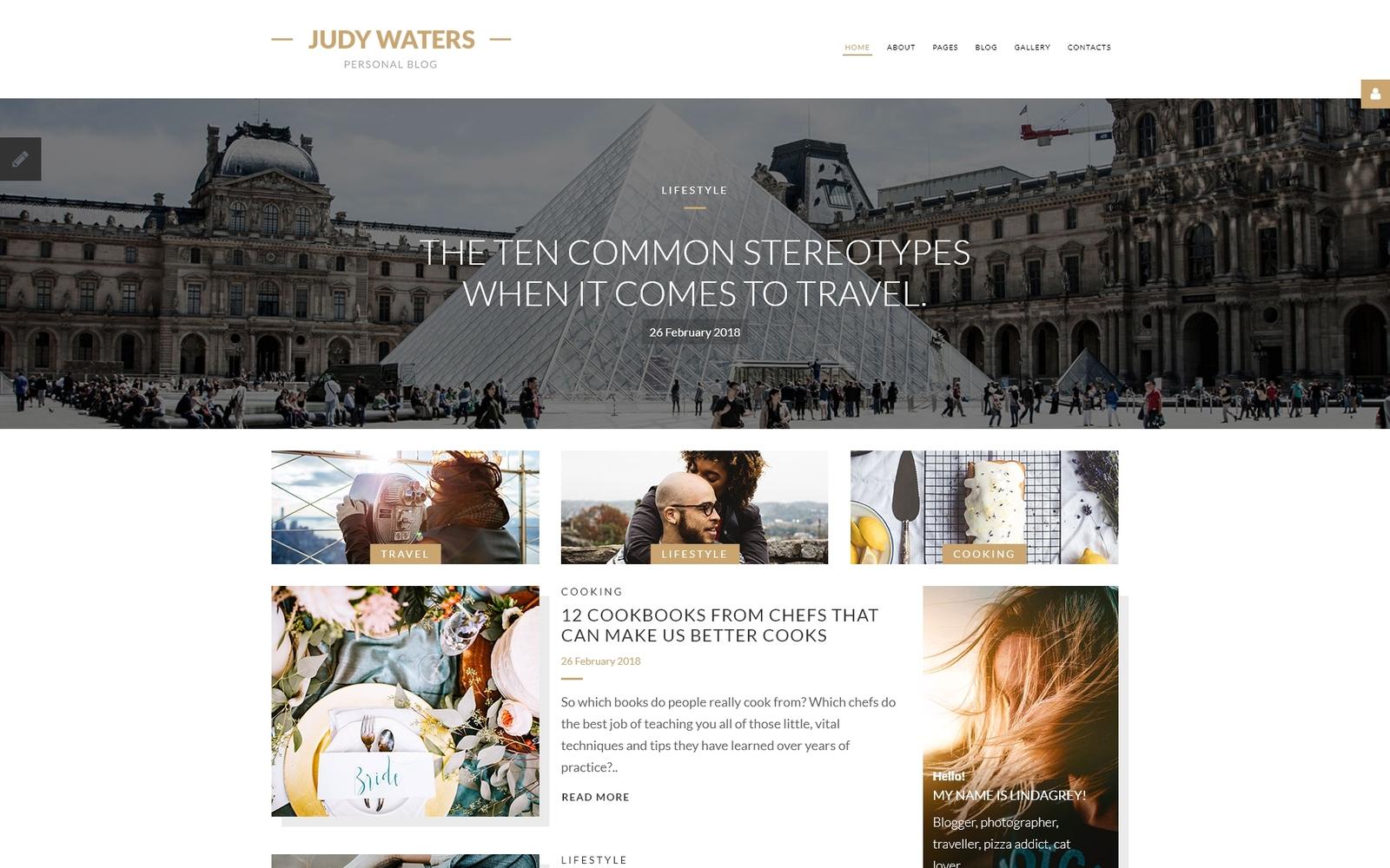 Шаблон Joomla Judy Waters - Personal Blog Joomla Template