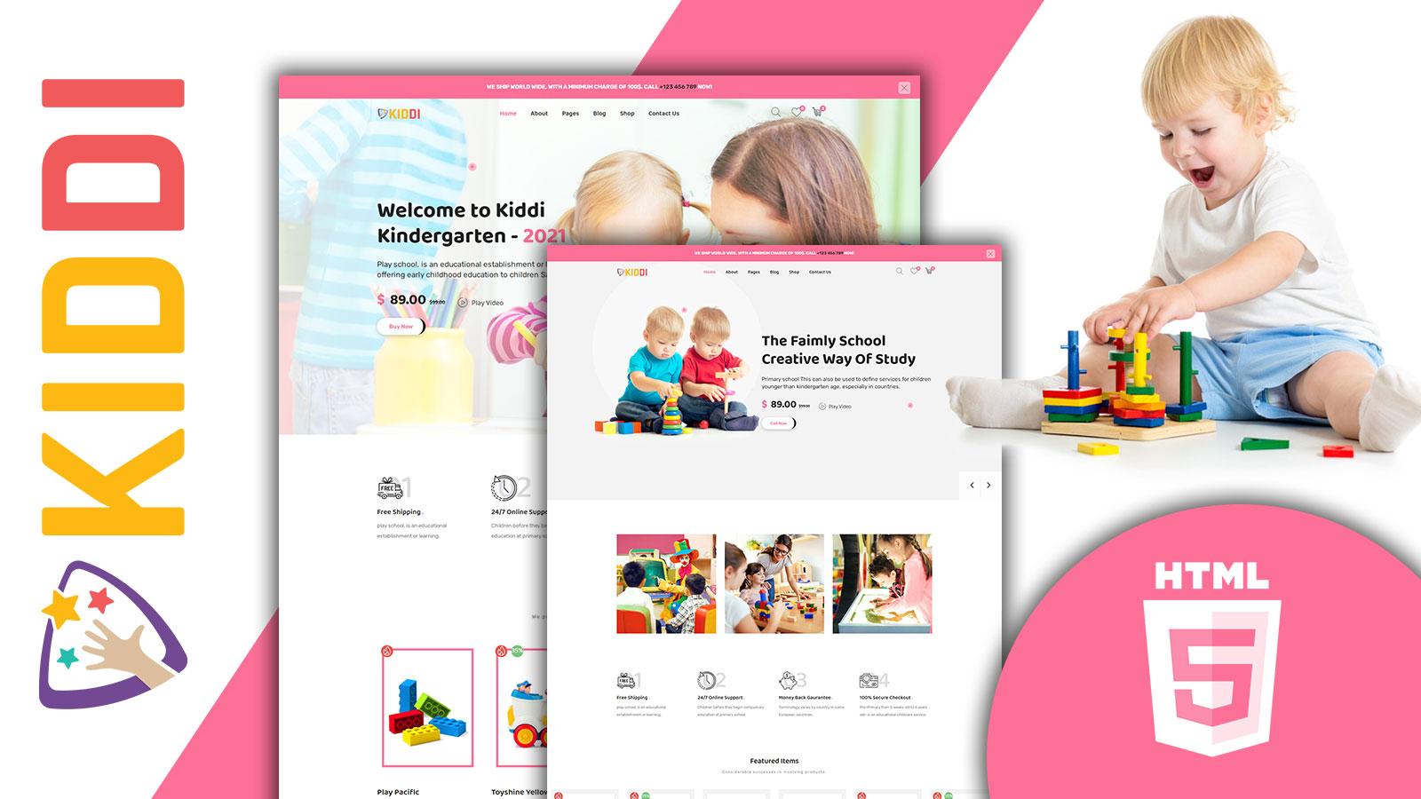 Kiddi Colorful Kids Store HTML5 Website template Website Template