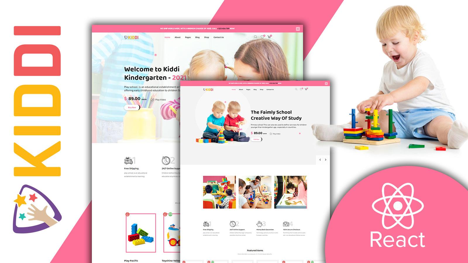 Kiddi Responsive Babies Ecommerce Shop React JS Website Template