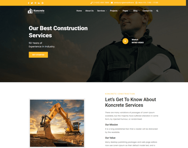 Koncrete Construction Services Html Template Website Template