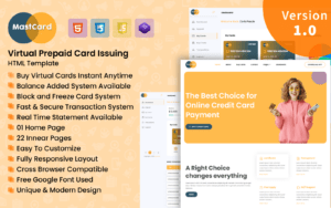 Mastcard - Virtual Prepaid Card Issuing HTML Template Website Template