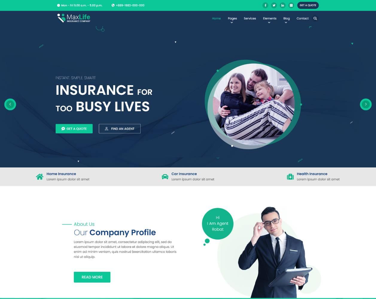 Maxlife - Business & Insurance HTML5 Template Website Template