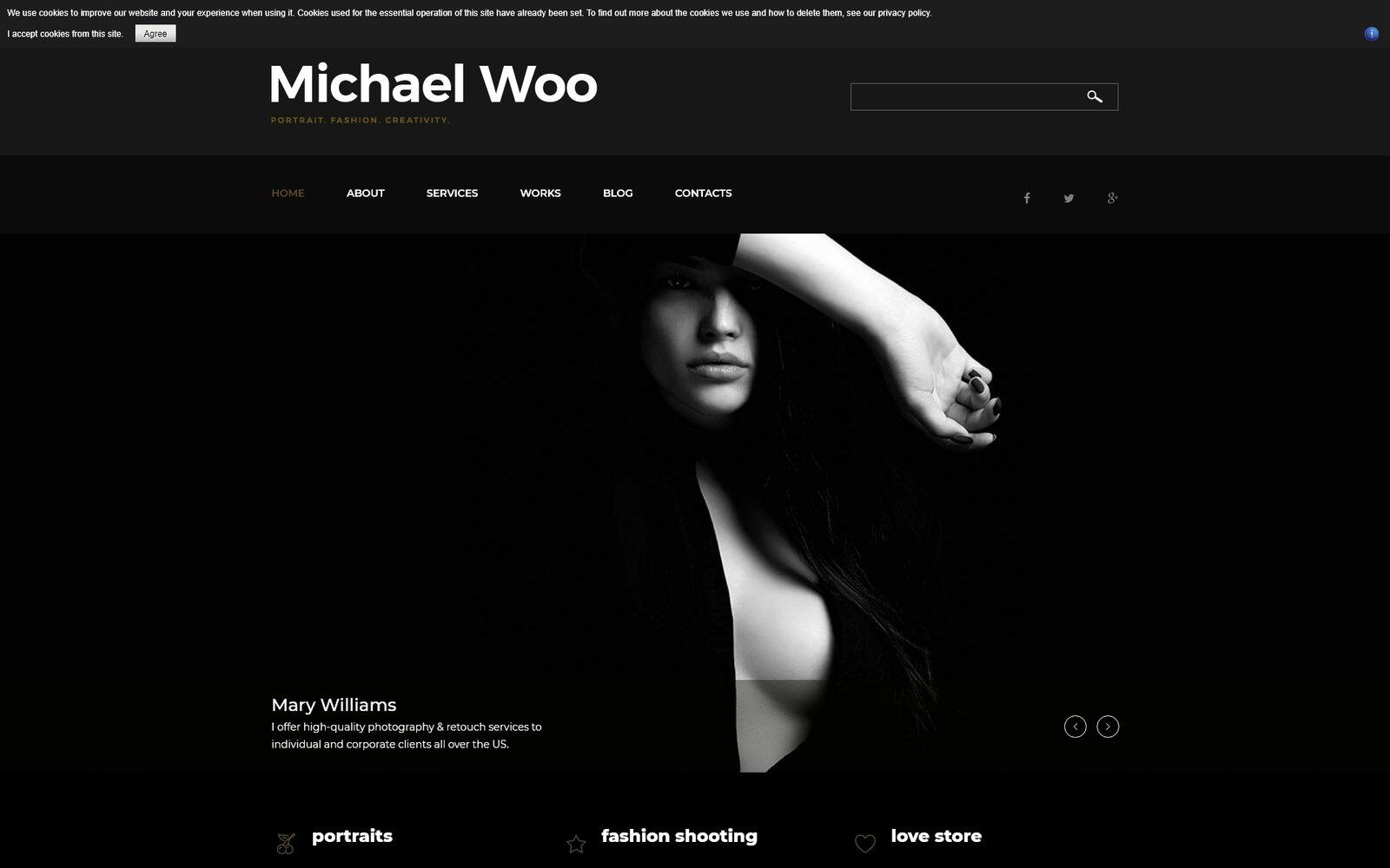 Шаблон Joomla Michael Woo - Photographer Portfolio Elegant Joomla Template