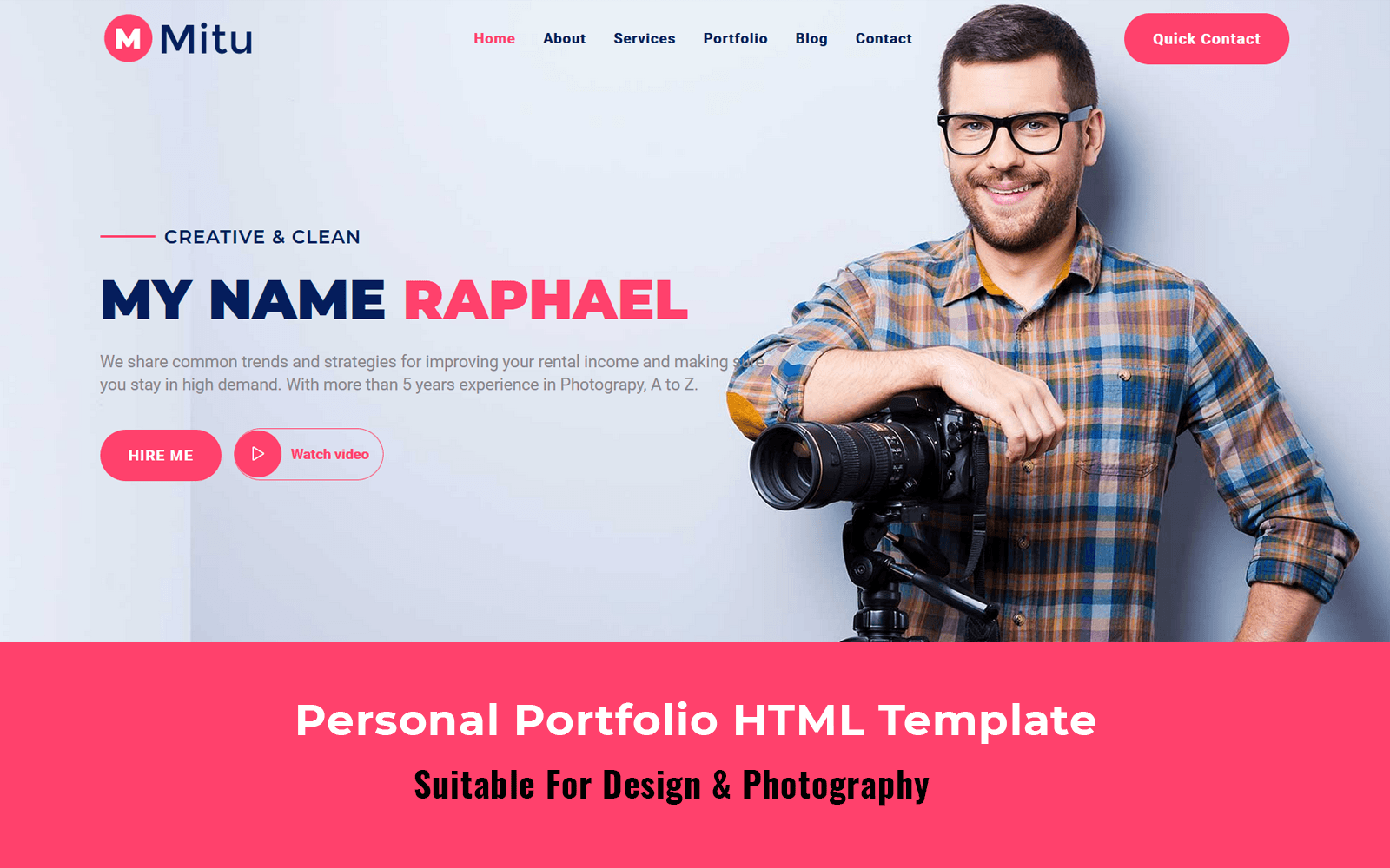 Mitu - Personal And Photography Portfolio Template Website Template