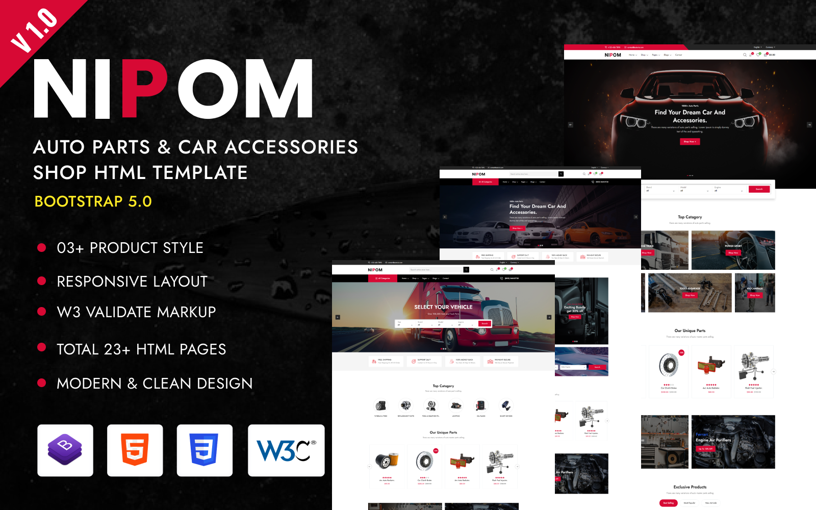 Nipom - Auto Parts and Car Accessories Shop Html Template Website Template