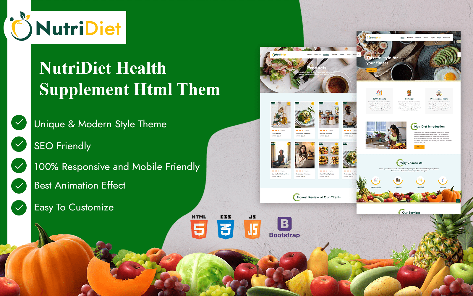 NutriDiet Health Supplement Html Theme Website Template