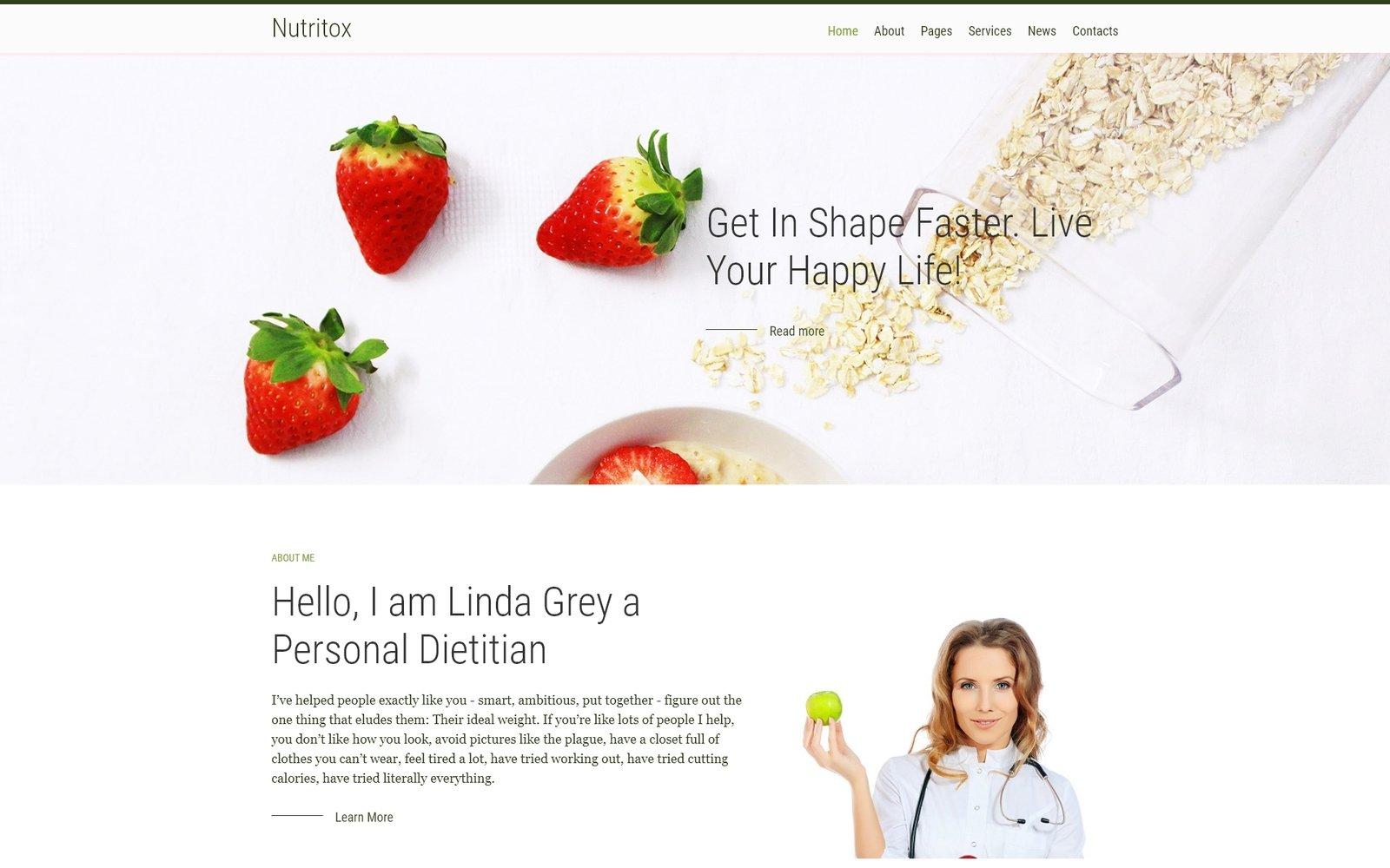 Шаблон Joomla Nutritox - Simple Dietitian & Health Blogger Joomla Template