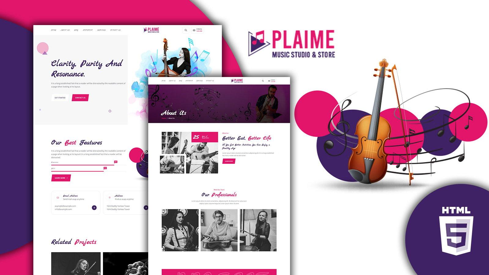 Plaime Music Band & Musician HTML5 Website Template