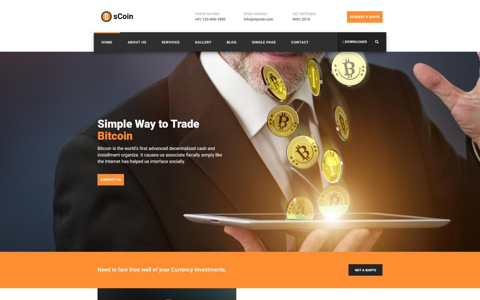 sCoin Crypto Currency HTML5 Template Website Template