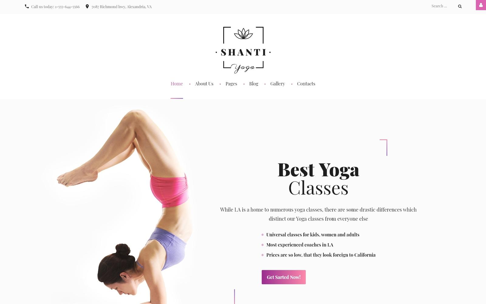 Шаблон Joomla Shanti - Yoga Classes Responsive Joomla Template
