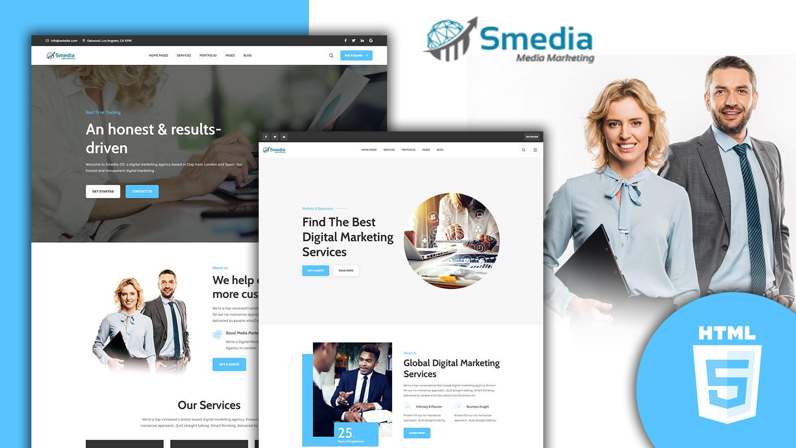 Smedia Media Agency HTML5 Website template Website Template