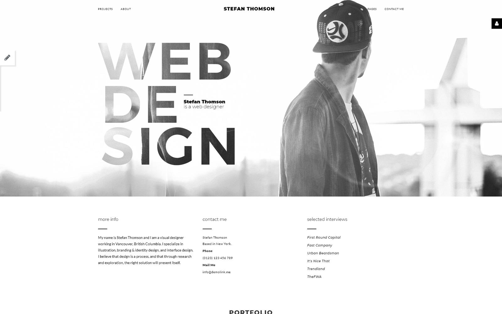Шаблон Joomla Stefan Thomson - Elegant Personal Web Designer Portfolio Joomla Template