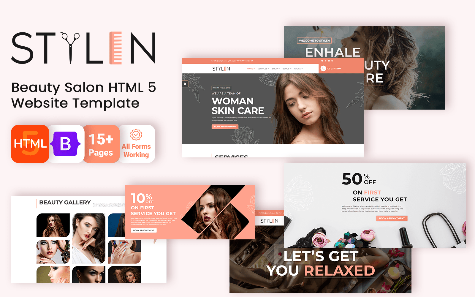 Stylen – Beauty Salon, Hair Salon and Spa HTML Template Website Template
