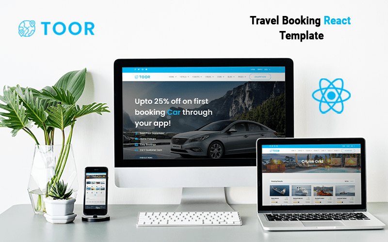 Toor - Travel Rental Booking React Website template Website Template