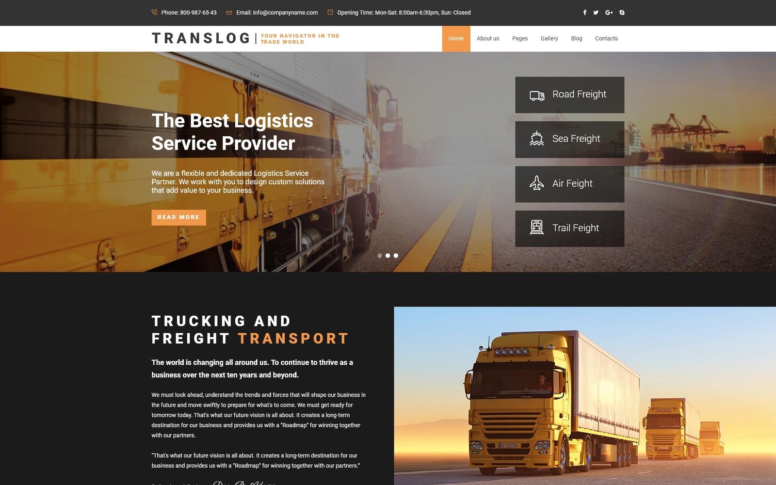 Шаблон Joomla Translog - Logistics Joomla Template