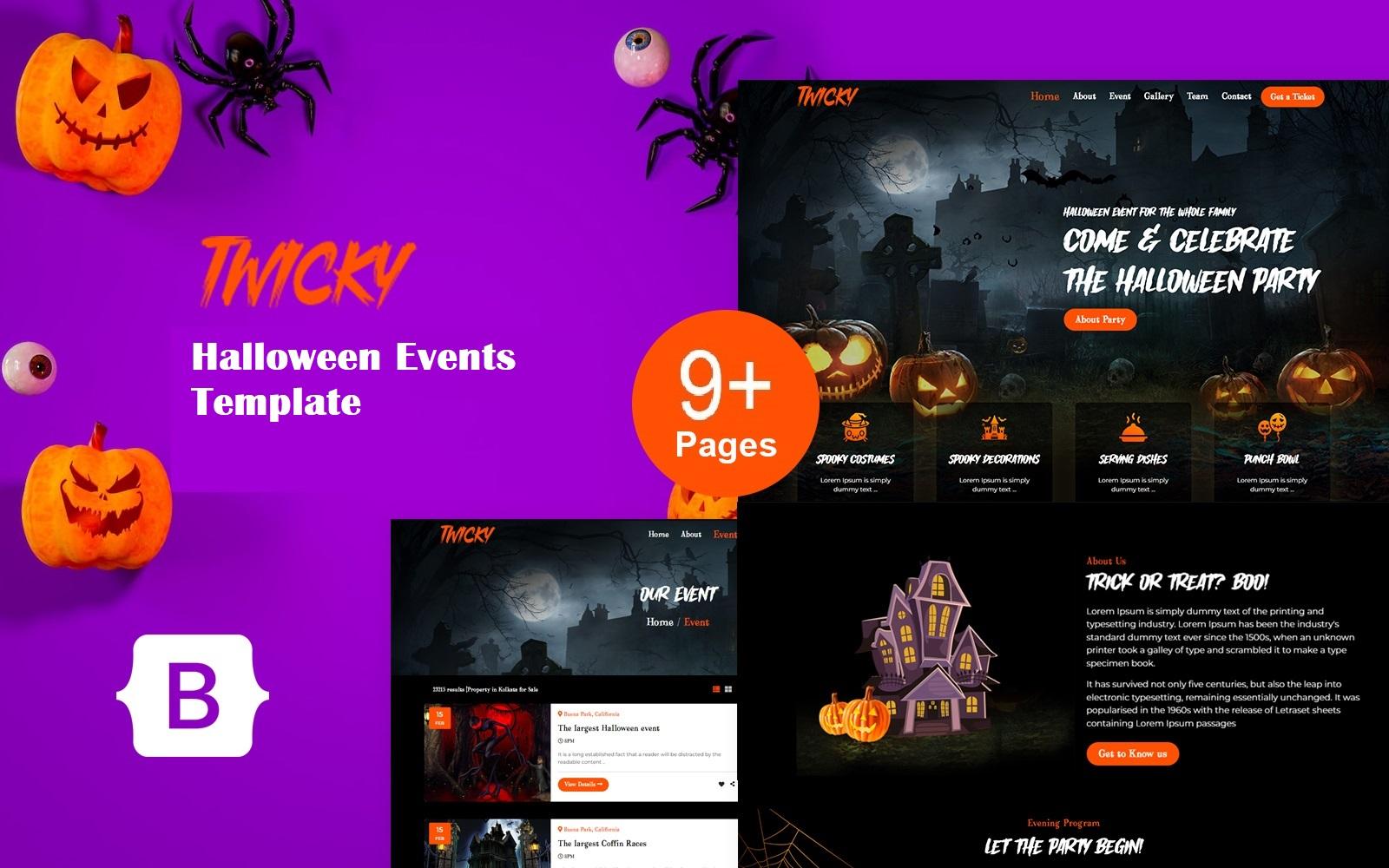 Twicky - Halloween Events and Party Website HTML Template Website Template