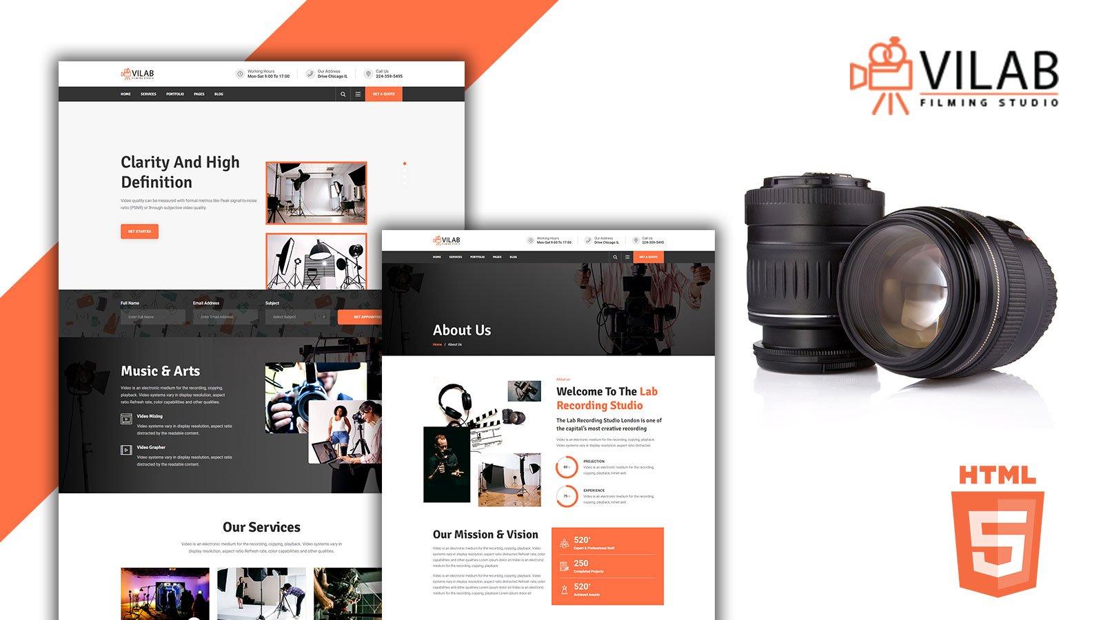 Vilab Production Video HTML5 Template Website Template