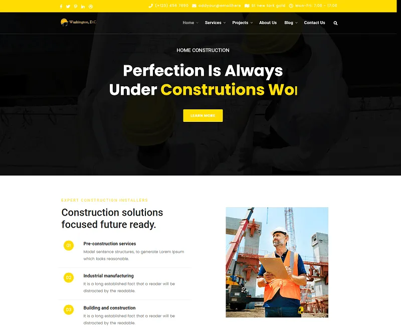 Washington Construction Building Html Template Website Template ...