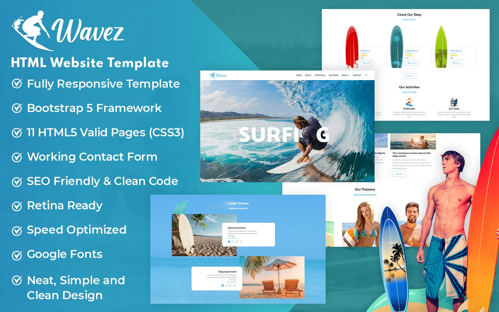 Wavez - Surfing HTML5 Website Template