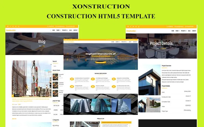 Xonstruction-Construction HTML Template Website Template - Ready4site