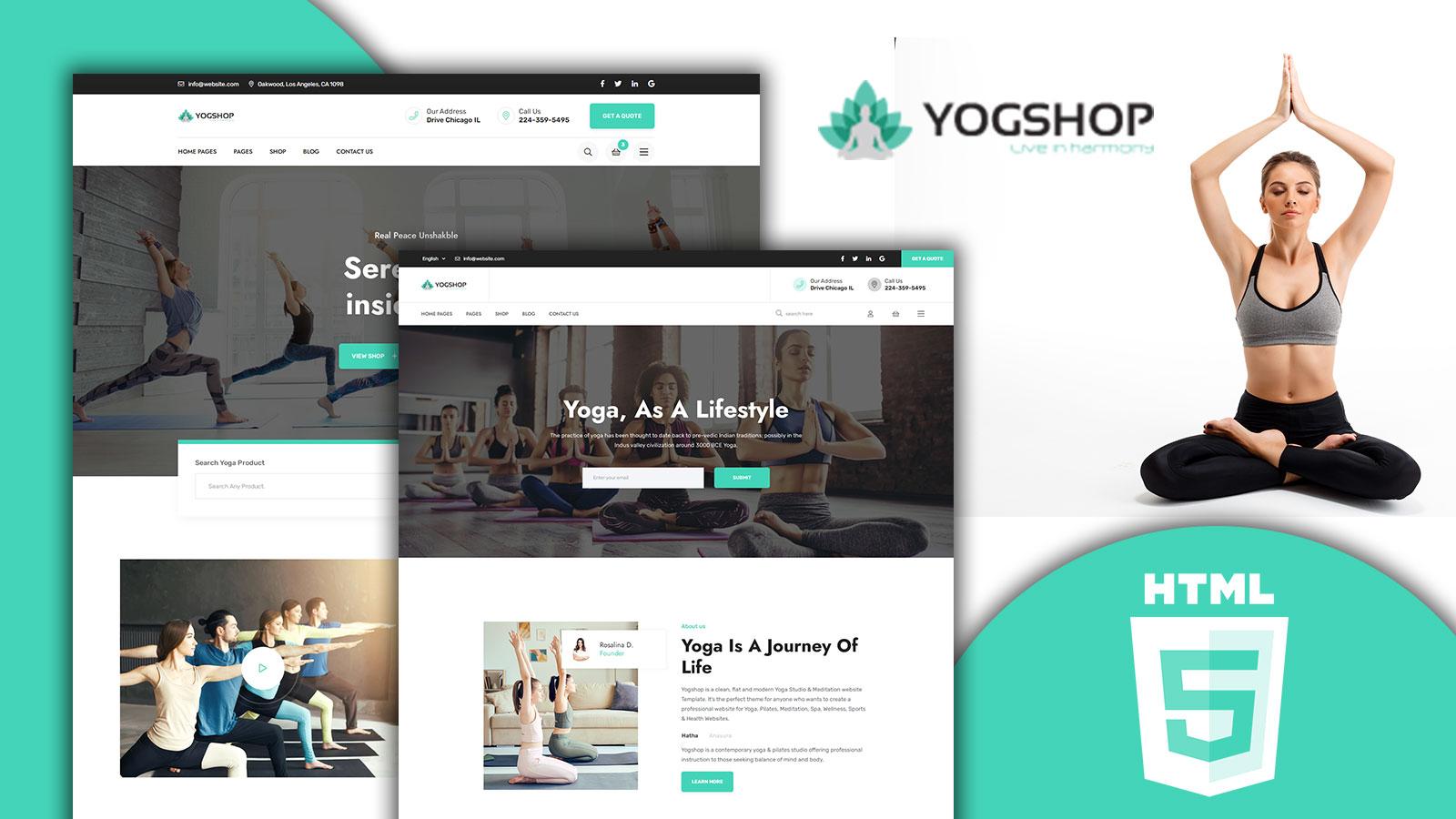 Yogshop Clean Yoga Studio HTML5 Website template Website Template