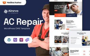 Airsrvo - Air Conditioning Repair and Heating WordPress Elementor Theme WordPress Theme
