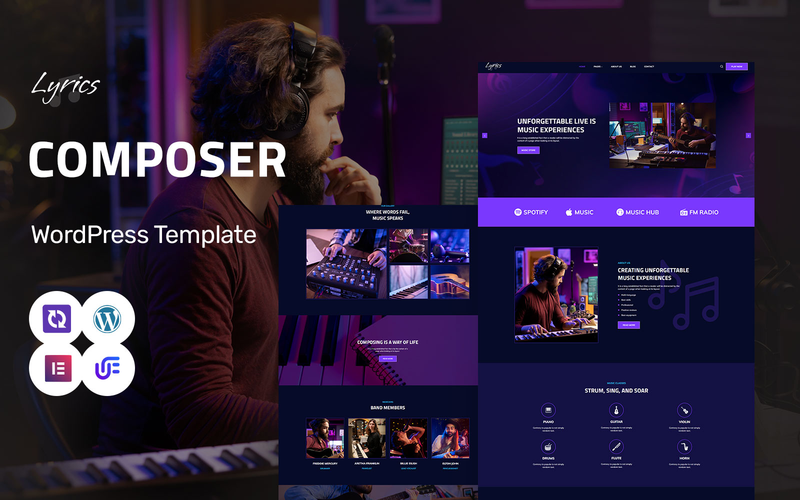 Lyrics - Composer And Music School WordPress Elementor Theme WordPress Theme