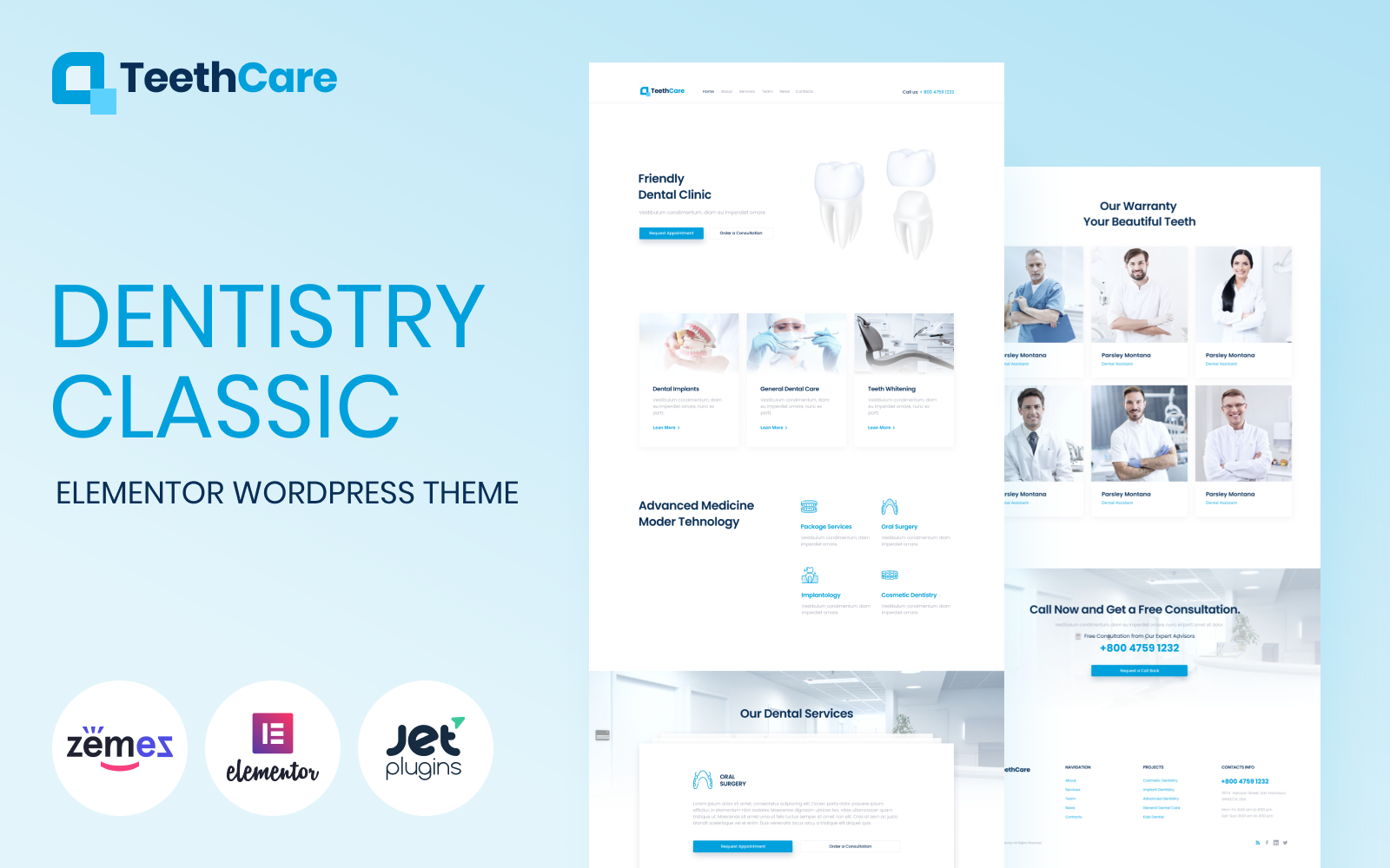 TeethCare - Dentistry Classic WordPress Elementor Theme WordPress Theme