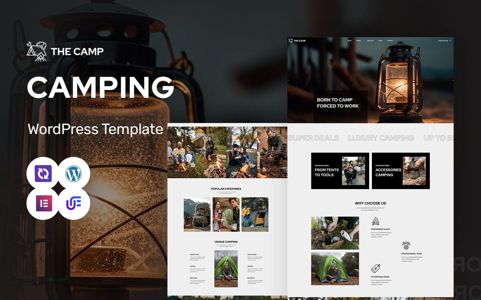 The Camp - Camping Gear, Adventure And Outdoor Activities WordPress Elementor Theme WordPress Theme
