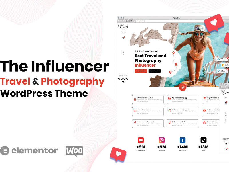 The Influencer - travel and photography wordpres and woocommerce elementor theme WordPress Theme
