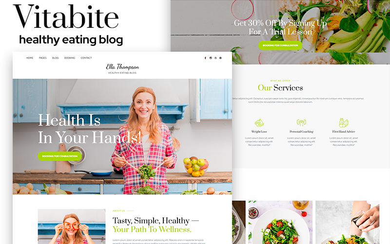 Vitabite - Healthy Food Blog, Personal Health Coach WordPress WordPress Theme