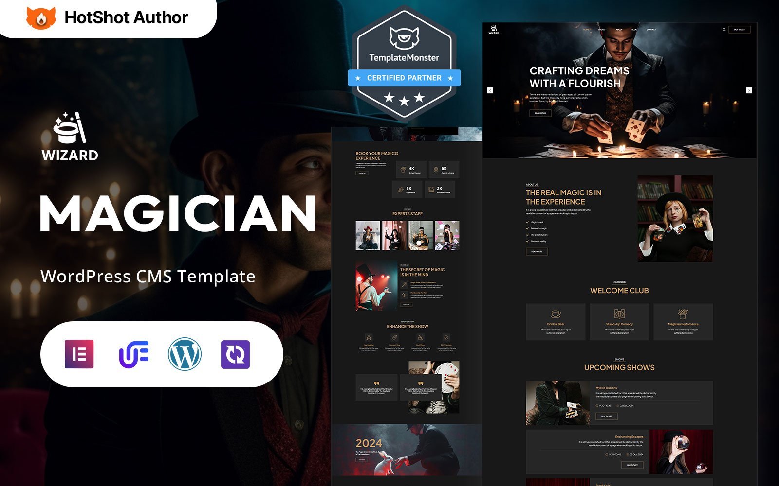 Wizard - Magician Showcase And Entertainment WordPress Elementor Theme WordPress Theme