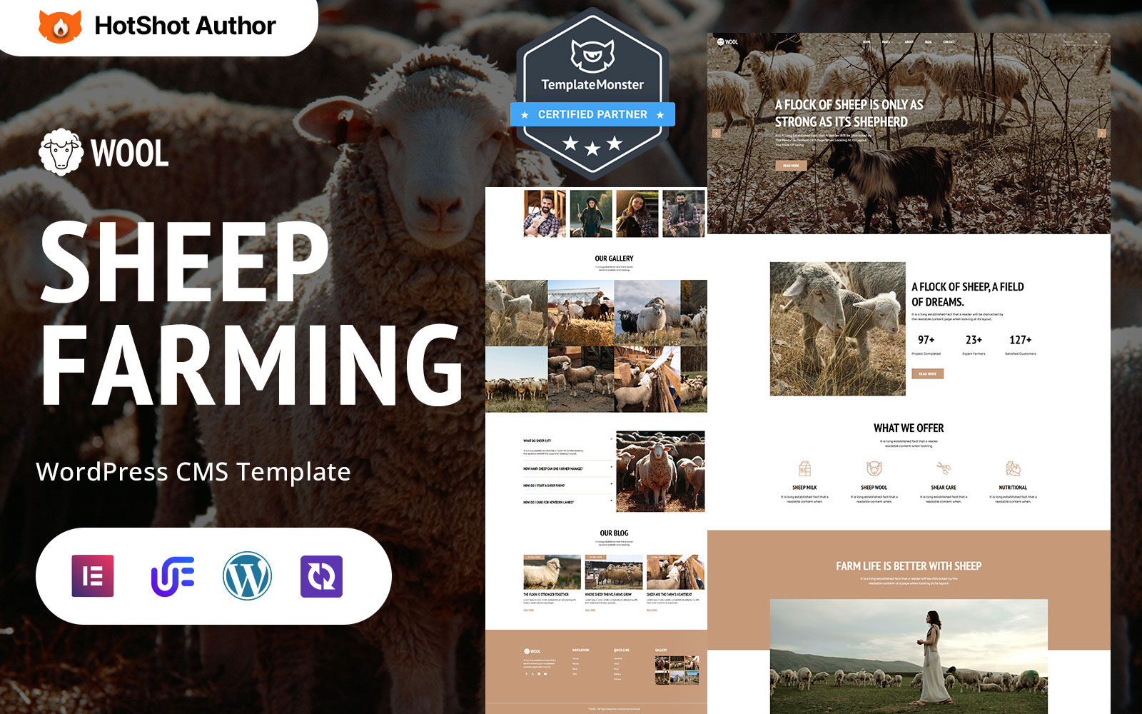 Wool - Sheep Farming, Ranch And Cattle Farm WordPress Elementor Theme WordPress Theme