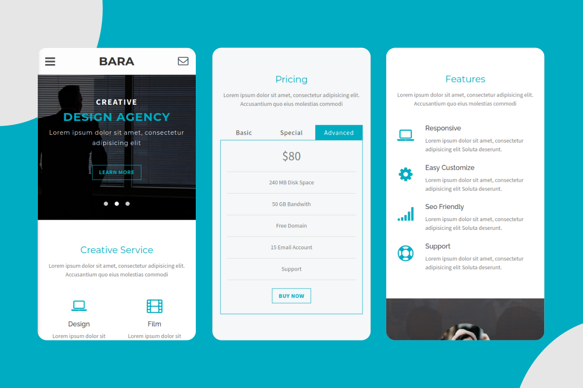 Bara - Creative Mobile Website Template