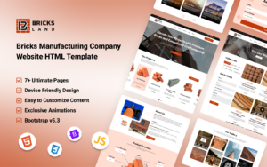 Bricks Land - Construction and Brick Manufacturer Website HTML Template Website Template