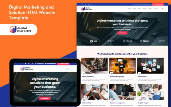 Digital Marketing and Solution HTML Website Template - Ready4site
