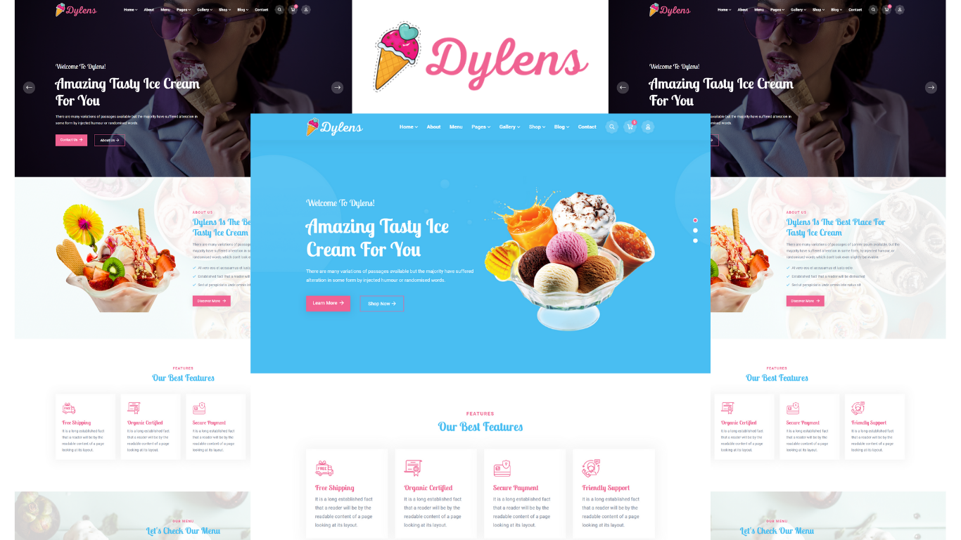 Dylens - Ice Cream Shop HTML5 Template Website Template